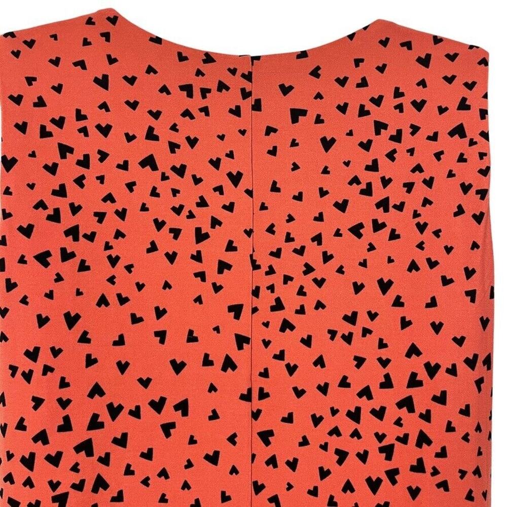 Anne Klein Womens Orange Black Stretch Jersey Knit Sleeveless V-Neck Dress sz L - Picture 15 of 16